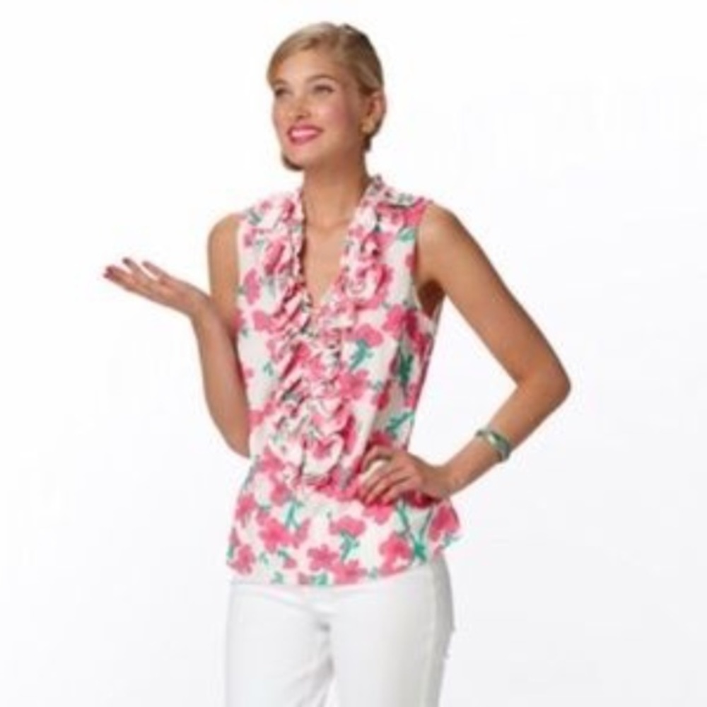 Lilly Pulitzer Allison White Ruffle Top XS